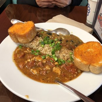 Roux Dat - Half and Half - jambalaya with shrimp, chicken and sausage / spicy crawfish and smoke andouille sausage maque choux is simply yummerz! - Cajun/Creole Near Me - Capitola, California Roux Dat - Half and Half - jambalaya with shrimp, chicken and sausage / spicy crawfish and smoke andouille sausage maque choux is simply yummerz! - Cajun/Creole Near Me - Capitola, California
