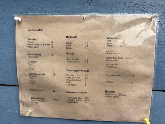 Menu photo 1 Le Sacristain Trois-Rivières, QC Menu photo 1 Le Sacristain Trois-Rivières, QC