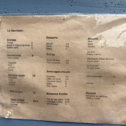 Le Sacristain - Menu as of Oct 4 2023