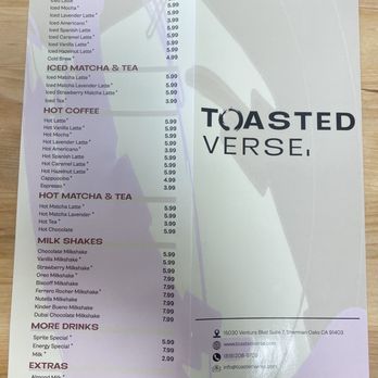 Toasted Verse - Menu - Desserts Near Me - Sherman Oaks, California