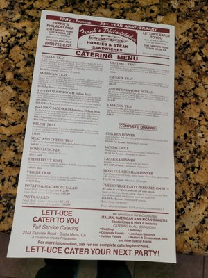 Menu photo 8 Frank's Philadelphia Costa Mesa, CA