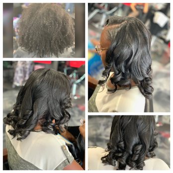 Beautifly Hair Studio - Natural Hair Conditioned Silk Press w/curls - Hair Salons Near Me - Jarrell, Texas