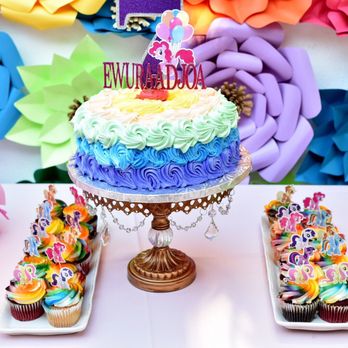 Save Mart - Pretty rainbow cake and rainbow cupcakes that the bakery made for a client. - Grocery Near Me - tracy, California