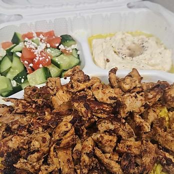 Laith's Mediterranean - Chicken shawarma plate with cucumber salad hummus and basamati rice - Mediterranean Near Me - Carson, California Laith's Mediterranean - Chicken shawarma plate with cucumber salad hummus and basamati rice - Mediterranean Near Me - Carson, California