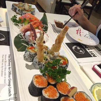 MINE Sushi - Maki set and some sashimi! The maki set includes dynamite, unagi and spicy salmon. The rolls are delish! - Japanese Near Me - Markham, Ontario