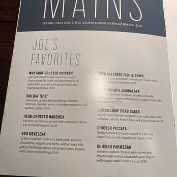 Not Your Average Joe's - Westwood - Menu - New American Near Me - Westwood, Massachusetts