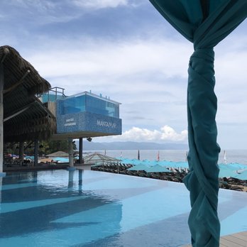 Mantamar - View of main pool and sky pool from cabana. - Beach Bars Near Me - Puerto Vallarta, JAL Mantamar - View of main pool and sky pool from cabana. - Beach Bars Near Me - Puerto Vallarta, JAL