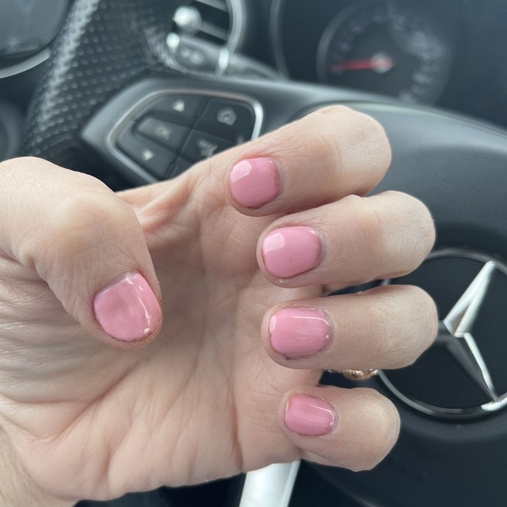 One day after getting nails done they started to discolor and turn an orange brown color :( One day after getting nails done they started to discolor and turn an orange brown color :(