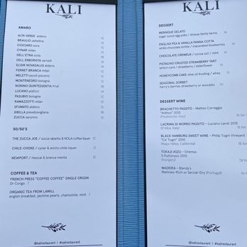 Kali Steak  - Dessert menu as of June 2022 - Steakhouses Near Me - Los Angeles, California