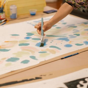 Tigerowl Design Studio - Creating a fun pattern on linen at our Painted Pants workshop - Accessories Near Me