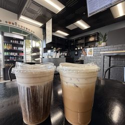 La Cafeteria - Guava cold brew & Tre Leche with oat milk (both mediums)