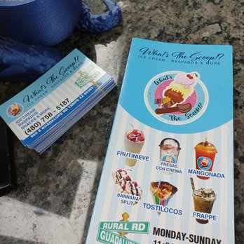 Whats The Scoop - a menu for a restaurant - Ice Cream & Frozen Yogurt Near Me - Tempe, Arizona