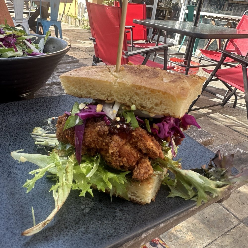 Fork & Hen - Shogun chicken sandwich (that's only 1/2 of it) - Soul Food Near Me - Sarasota, Florida Fork & Hen - Shogun chicken sandwich (that's only 1/2 of it) - Soul Food Near Me - Sarasota, Florida