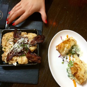 AMBAR Restaurant, Capitol Hill - The delicious, savory bread pudding with bacon on the left. Tasty cheese pie on the right. - Modern European Near Me - Washington, DC, District of Columbia AMBAR Restaurant, Capitol Hill - The delicious, savory bread pudding with bacon on the left. Tasty cheese pie on the right. - Modern European Near Me - Washington, DC, District of Columbia