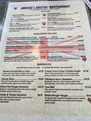 Menu photo 1 Archie's British Restaurant Melbourne, FL