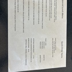 The Corner Bistro & Catering - Menu on Monday 20 May 2024 around 13:30 Very limited, they were out of grilled chicken and French dip