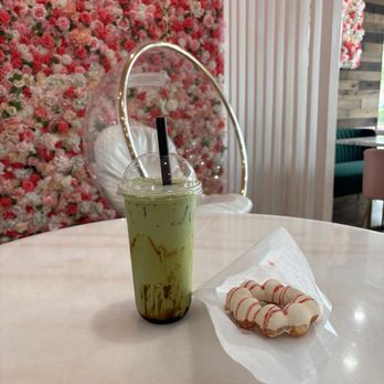 TOMO Tea House - Brown Sugar Matcha Latte and cheese cake mochi donut - Coffee & Tea Near Me - Alameda, California TOMO Tea House - Brown Sugar Matcha Latte and cheese cake mochi donut - Coffee & Tea Near Me - Alameda, California