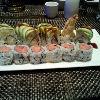 Sushi Ko - So. Good! The roll towards the back is called a Unicorn Roll and has banana tempura as the top layer. #Nomnomnom - Japanese Near Me - Merrick, New York