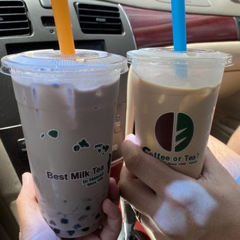 Coffee or Tea? - Jumbo taro milk tea w/boba and lychee jelly (extra sweet) and Jumbo hazel nut milk tea with custard budding. - Bubble Tea Near Me - Aiea, Hawaii Coffee or Tea? - Jumbo taro milk tea w/boba and lychee jelly (extra sweet) and Jumbo hazel nut milk tea with custard budding. - Bubble Tea Near Me - Aiea, Hawaii