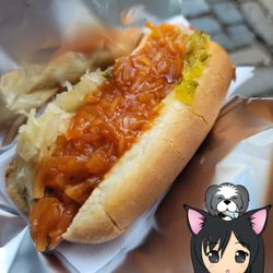 Billy's Hot Dog Cart - Fully loaded $2 hot dog. Love, @eatoutthao