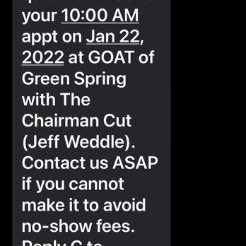 G O A T Haircuts - Unacceptable. Please cancel my membership immediately. I'll find another salon that will honor their commitments. - Barbers Near Me - Bountiful, Utah G O A T Haircuts - Unacceptable. Please cancel my membership immediately. I'll find another salon that will honor their commitments. - Barbers Near Me - Bountiful, Utah