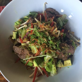 Lucky Belly - Peppered Beef Salad. Probably one of the best salads we've ever had! - Bars Near Me - Honolulu, Hawaii Lucky Belly - Peppered Beef Salad. Probably one of the best salads we've ever had! - Bars Near Me - Honolulu, Hawaii
