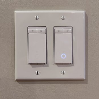 Kuhlman Electric - Smart switches installed and working perfectly. Switch on right is on (indicator light is on) and switch on left us off. - Electricians Near Me - Danvers, Massachusetts