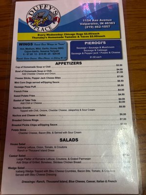 Menu photo 2 Duffy's Place Valparaiso, IN