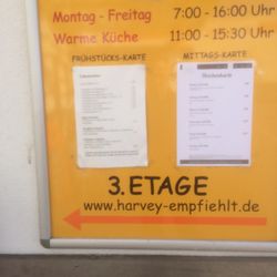 Hellweg-Centrum - Frühstücks- und Mittagskarte des Restaurants im 3. Stock