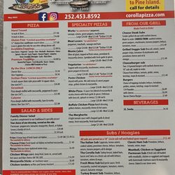 Corolla Pizza & Deli - Menu 6/2024
