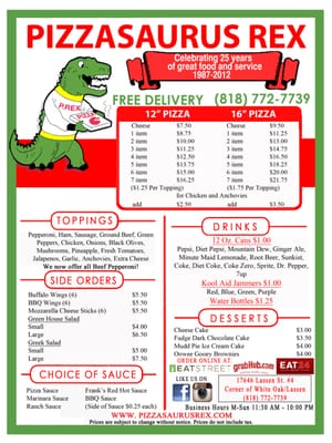 Menu photo 6 Pizzasaurus Rex Northridge, CA