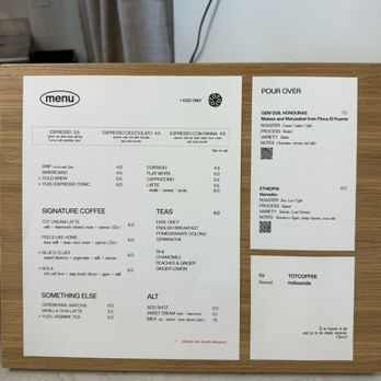 Tot Coffee - menu 01/2025 - Coffee & Tea Near Me - Redondo Beach, California