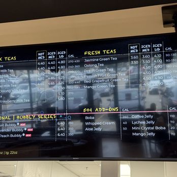 85°C Bakery Cafe-Niles - Drinks menu board, circa Jun 2025. - Bakeries Near Me - Niles, Illinois