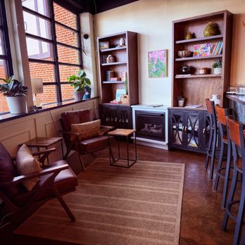 Fika Cafe - Cozy, little sitting area, but the only one that features these nice soft, comfortable chairs. That's one thing I wish they had more of. - Cafes Near Me - Lakewood, Ohio
