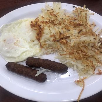 Kara's Korner - eggs, over cooked sausage and poorly cooked hash browns - Delis Near Me - Glendora, California Kara's Korner - eggs, over cooked sausage and poorly cooked hash browns - Delis Near Me - Glendora, California