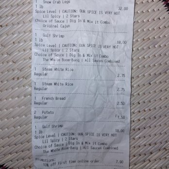 The Cajun Crawfish - Receipt of order - Cajun/Creole Near Me - Seattle, Washington The Cajun Crawfish - Receipt of order - Cajun/Creole Near Me - Seattle, Washington
