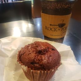 Red velvet muffin and caramel macchiato Red velvet muffin and caramel macchiato