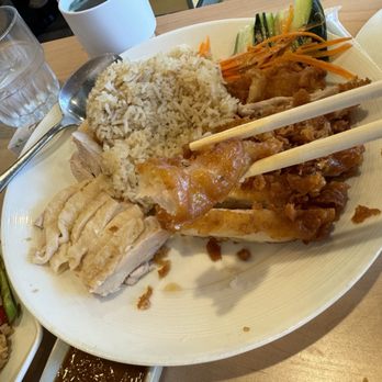 Luck Gai Cafe - Mighty Fried and Poached Thai Chicken Combo with Ginger Rice - Chicken Shop Near Me - Anaheim, California Luck Gai Cafe - Mighty Fried and Poached Thai Chicken Combo with Ginger Rice - Chicken Shop Near Me - Anaheim, California