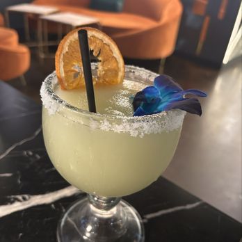 Ramses - Beautifully decorated margarita with edible flower - Mexican Near Me - Harlingen, Texas