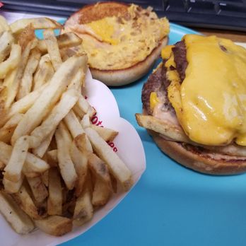 In-N-Out Burger - Double double with flying dutchman inside it, minus veggies and added extra animal sauce. Side of fresh french fries - Fast Food Near Me - Visalia, California In-N-Out Burger - Double double with flying dutchman inside it, minus veggies and added extra animal sauce. Side of fresh french fries - Fast Food Near Me - Visalia, California