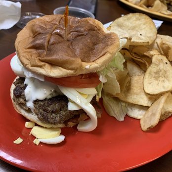 Everything Under the Bun - Cobb burger and chips! - American Near Me - Asheboro, North Carolina