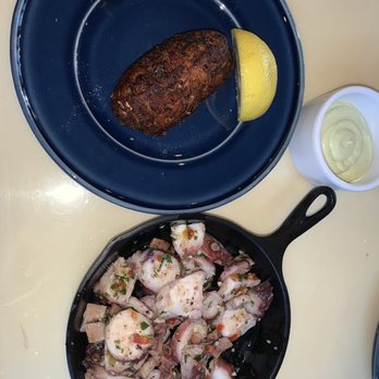 Petiscos - Octopus salad & balcalau cod fish fritter - Portuguese Near Me - San Jose, California Petiscos - Octopus salad & balcalau cod fish fritter - Portuguese Near Me - San Jose, California
