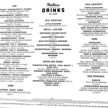 Radhaus - Drinks menu - German Near Me - San Francisco, California Radhaus - Drinks menu - German Near Me - San Francisco, California