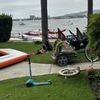Paradise Point - All their stuff strewn about as we navigate the stairs - Resorts Near Me - San Diego, California