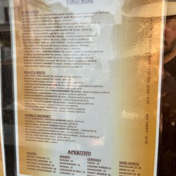 Caffe Prego - Wine and Spirit Menu - Italian Near Me - Ogunquit, Maine