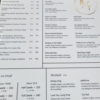 Butcher & Thief - Cocktail menu - Steakhouses Near Me - Las Vegas, Nevada
