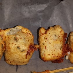 StoneYard Grill & Tavern - Cheese skewers.   Comes with side of marinara.