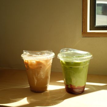 Jandii - Iced vanilla bean latte and iced raspberry matcha. - Coffee & Tea Near Me - San Francisco, California Jandii - Iced vanilla bean latte and iced raspberry matcha. - Coffee & Tea Near Me - San Francisco, California
