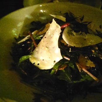 Gjelina - Red Mitzuna, Crimini Mushroom, Shallot & Parmesan ($13) - 3.5 stars (Friday dinner 2015-01-16) - New American Near Me - Venice, California