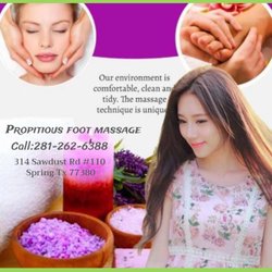 Propitious Foot Massage - Acupressure is an ancient Chinese healing method.
Applying pressure with the fingers,
arm or elbow to certain meridian poin...